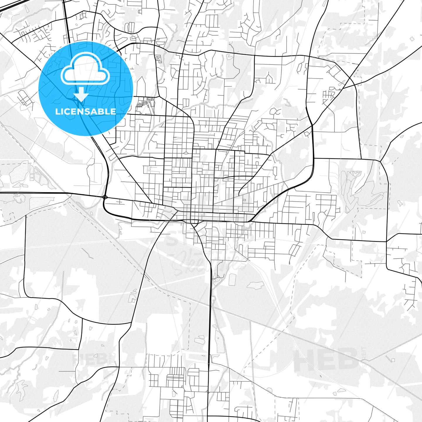 Vector PDF map of Jackson, Tennessee, United States