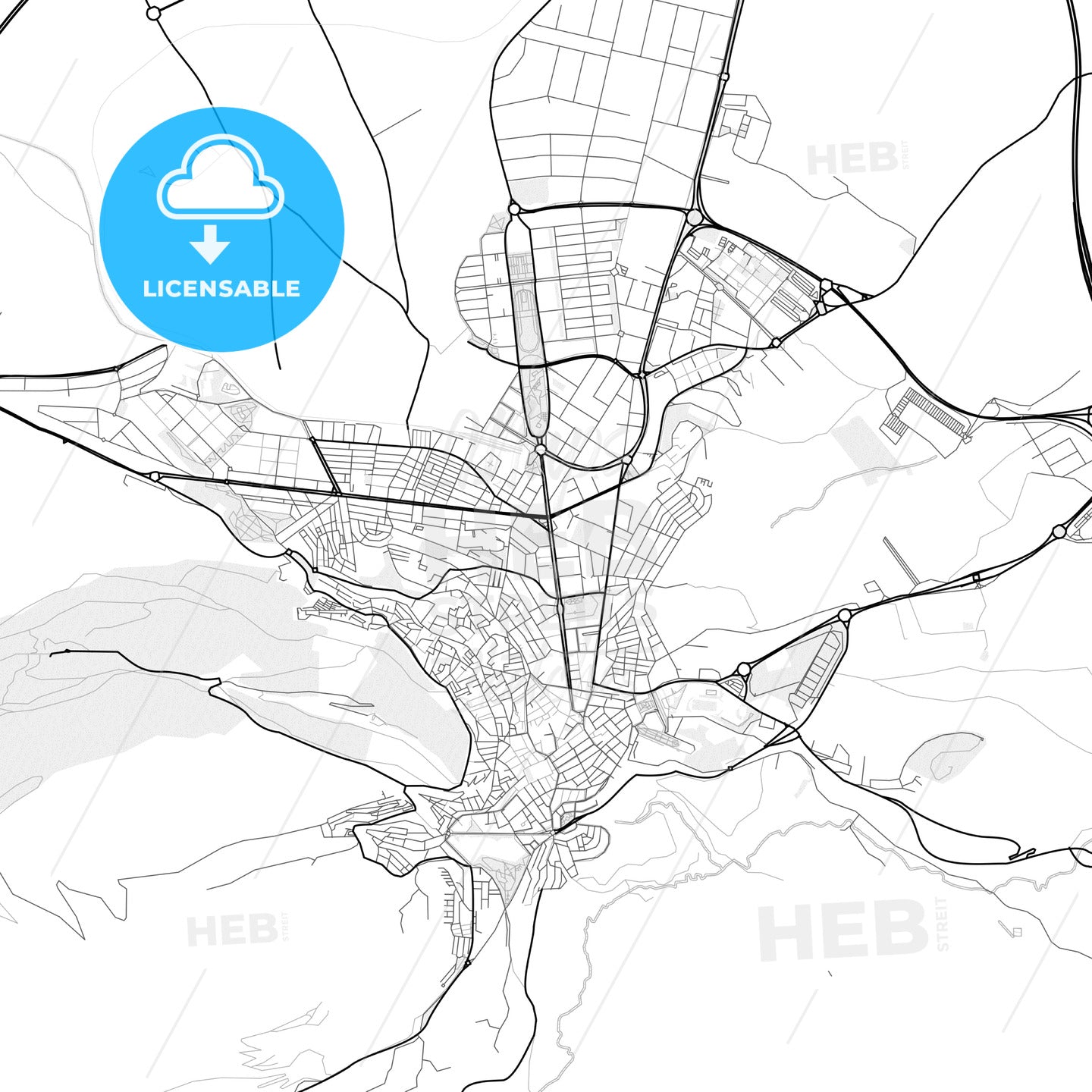 Vector PDF map of Jaén, Spain