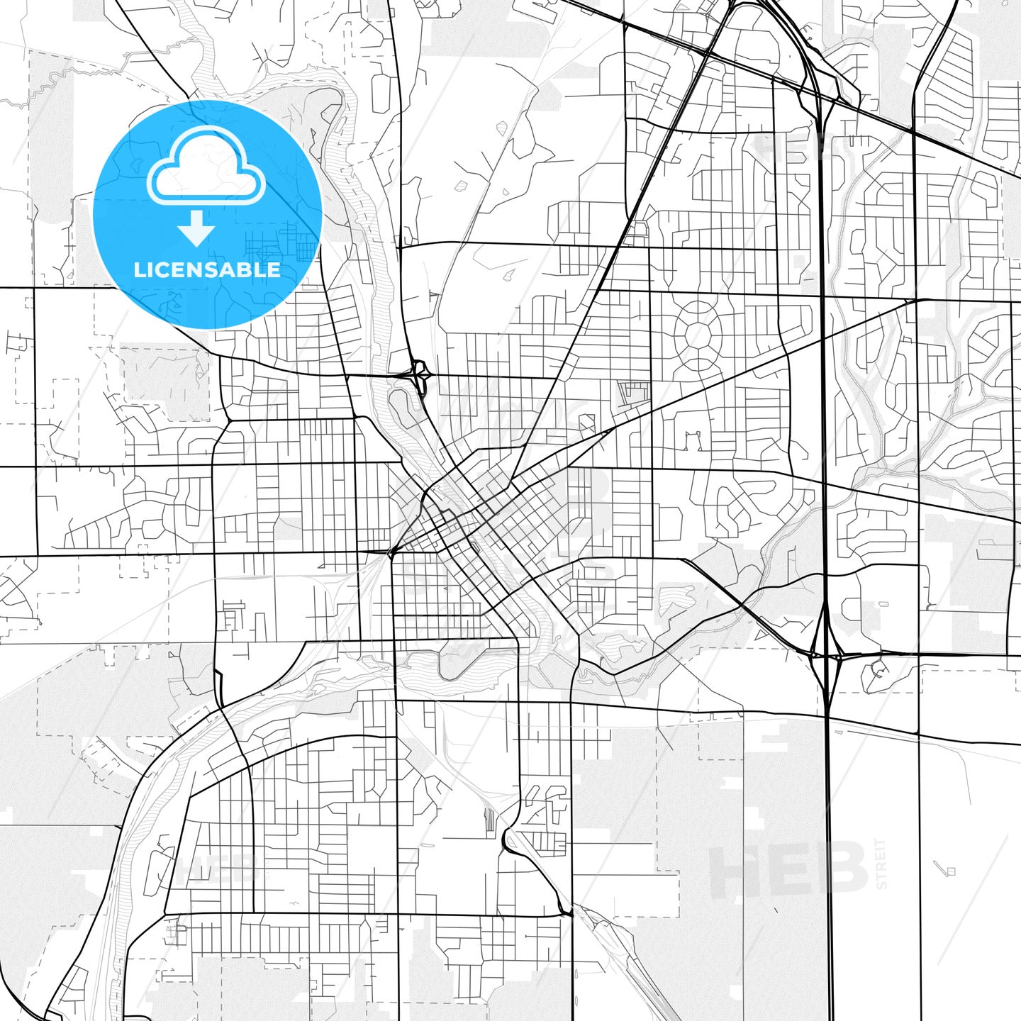 Vector PDF map of Janesville, Wisconsin, United States