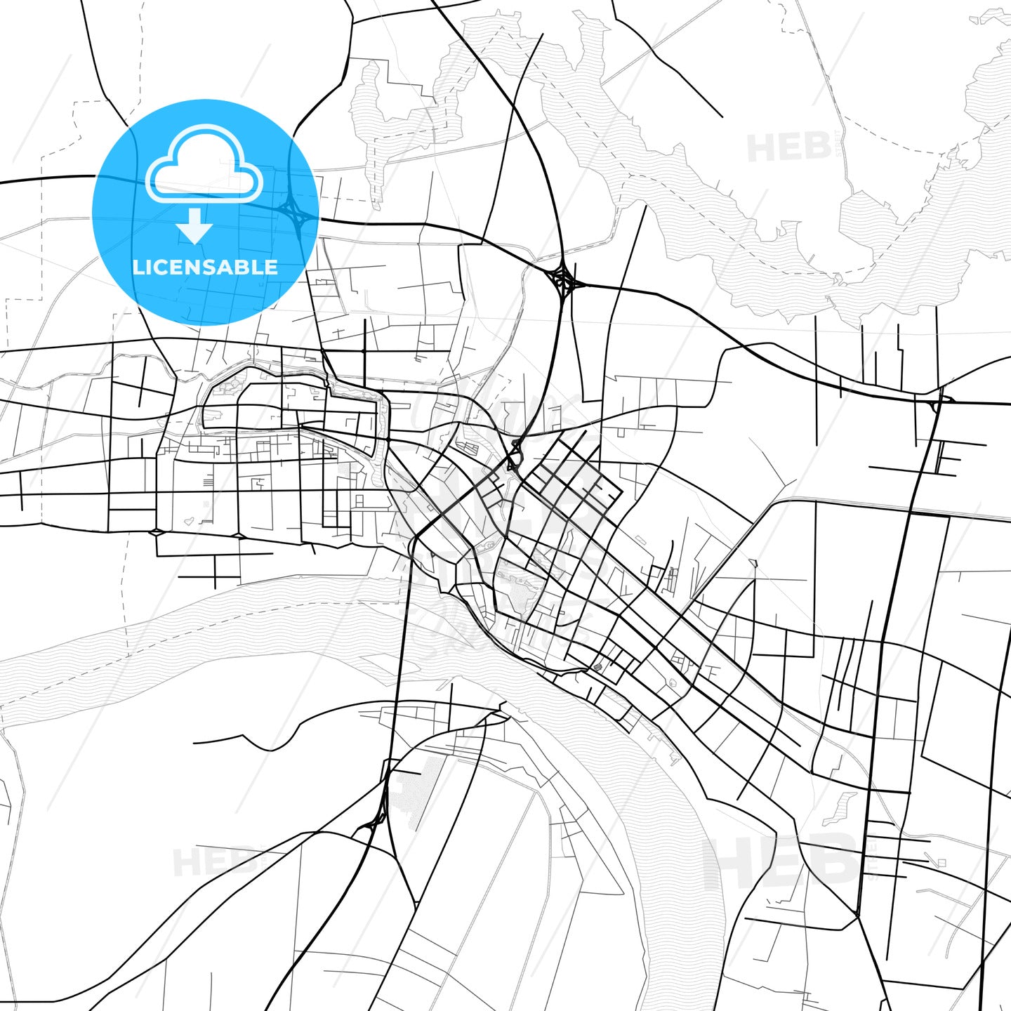 Vector PDF map of Jingzhou, China