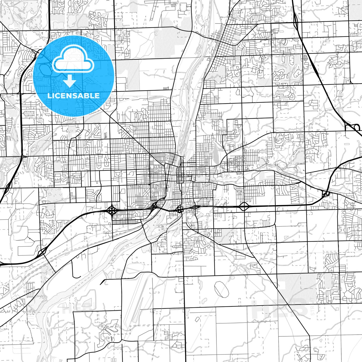 Vector PDF map of Joliet, Illinois, United States