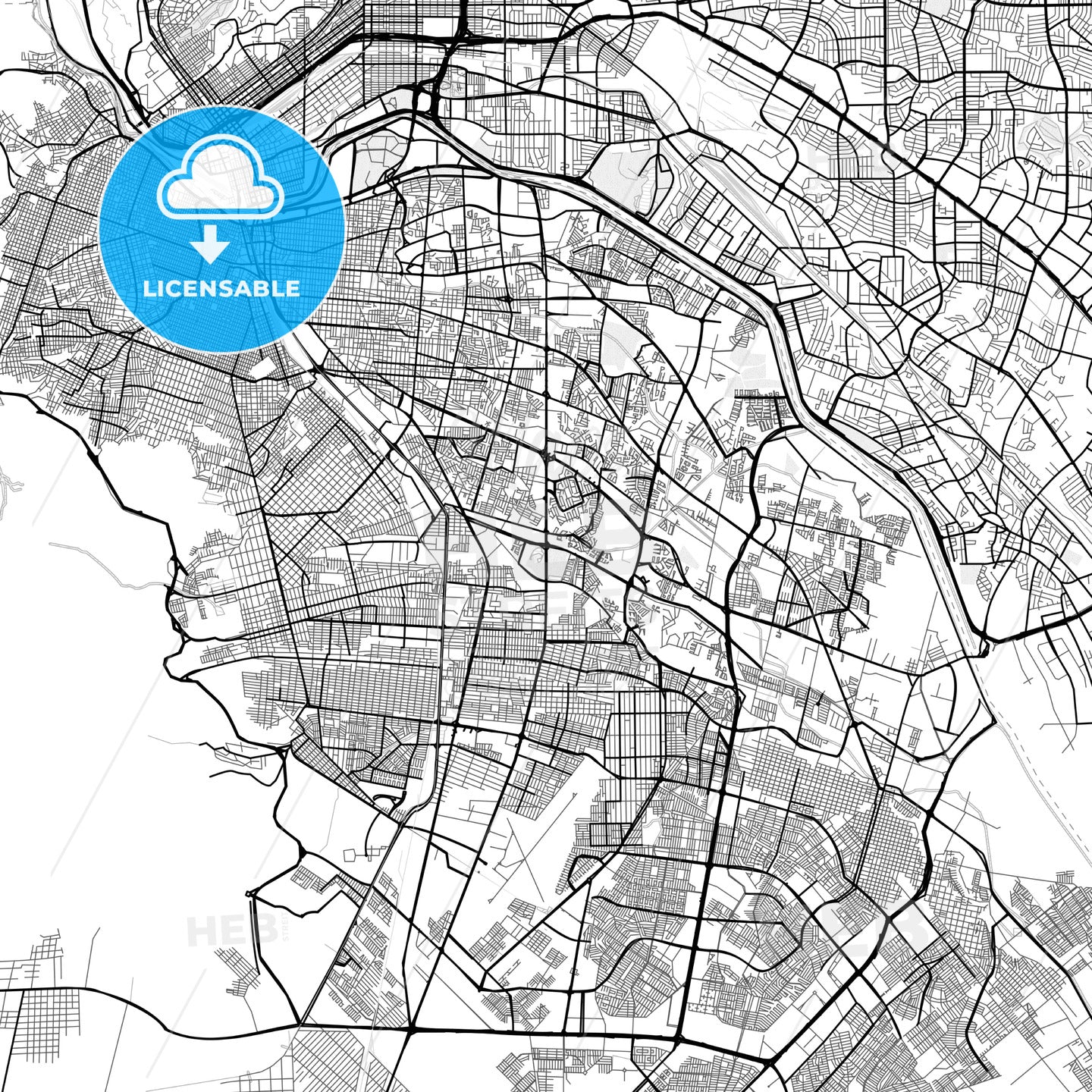 Vector PDF map of Juárez, Mexico