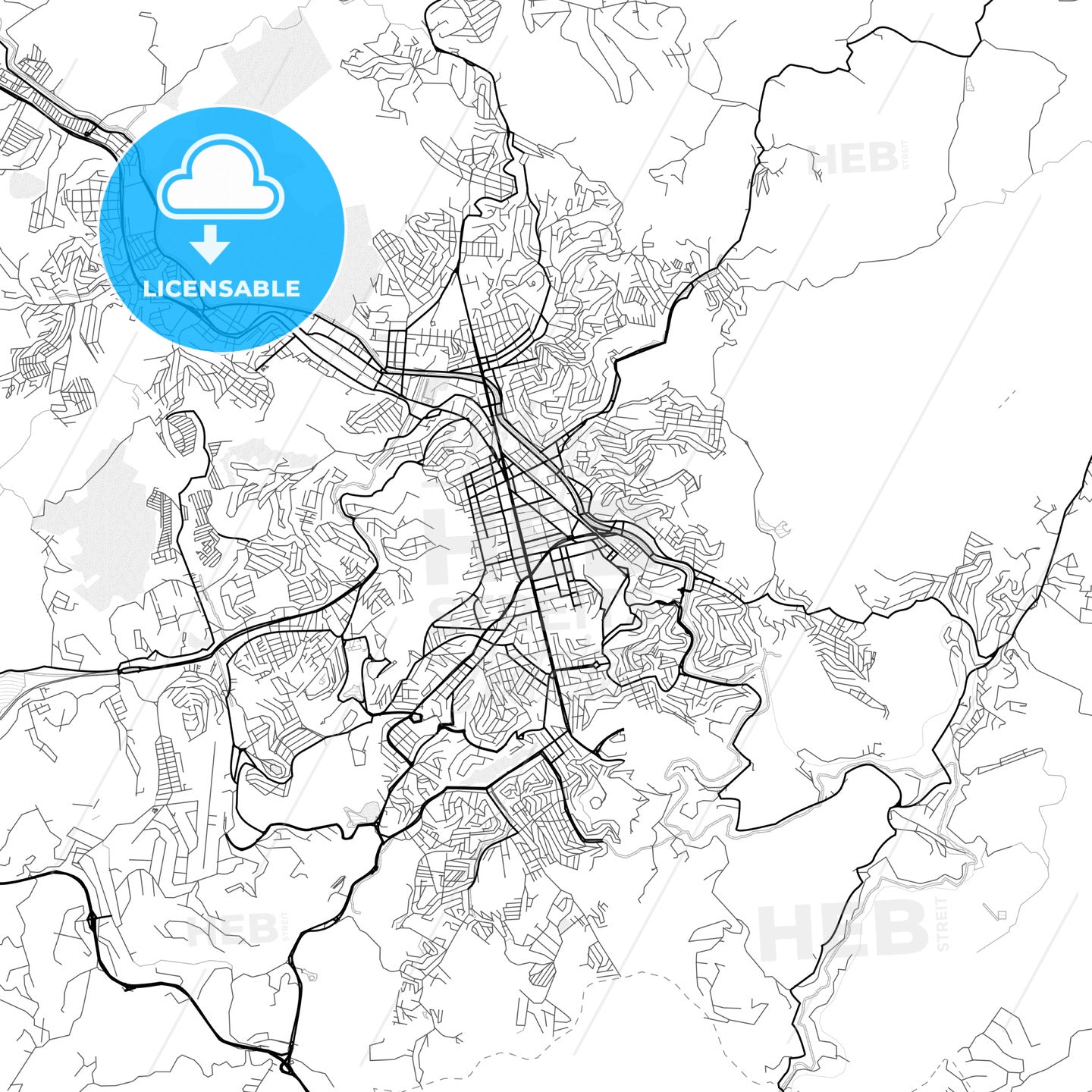 Vector PDF map of Juiz de Fora, Brazil