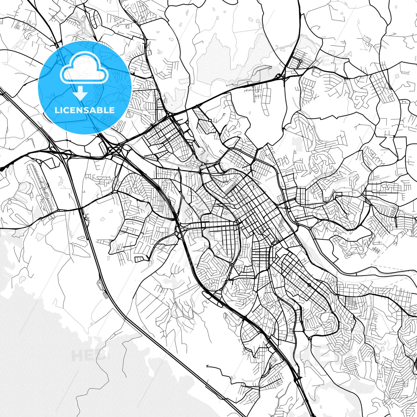 Vector PDF map of Jundiai, Brazil