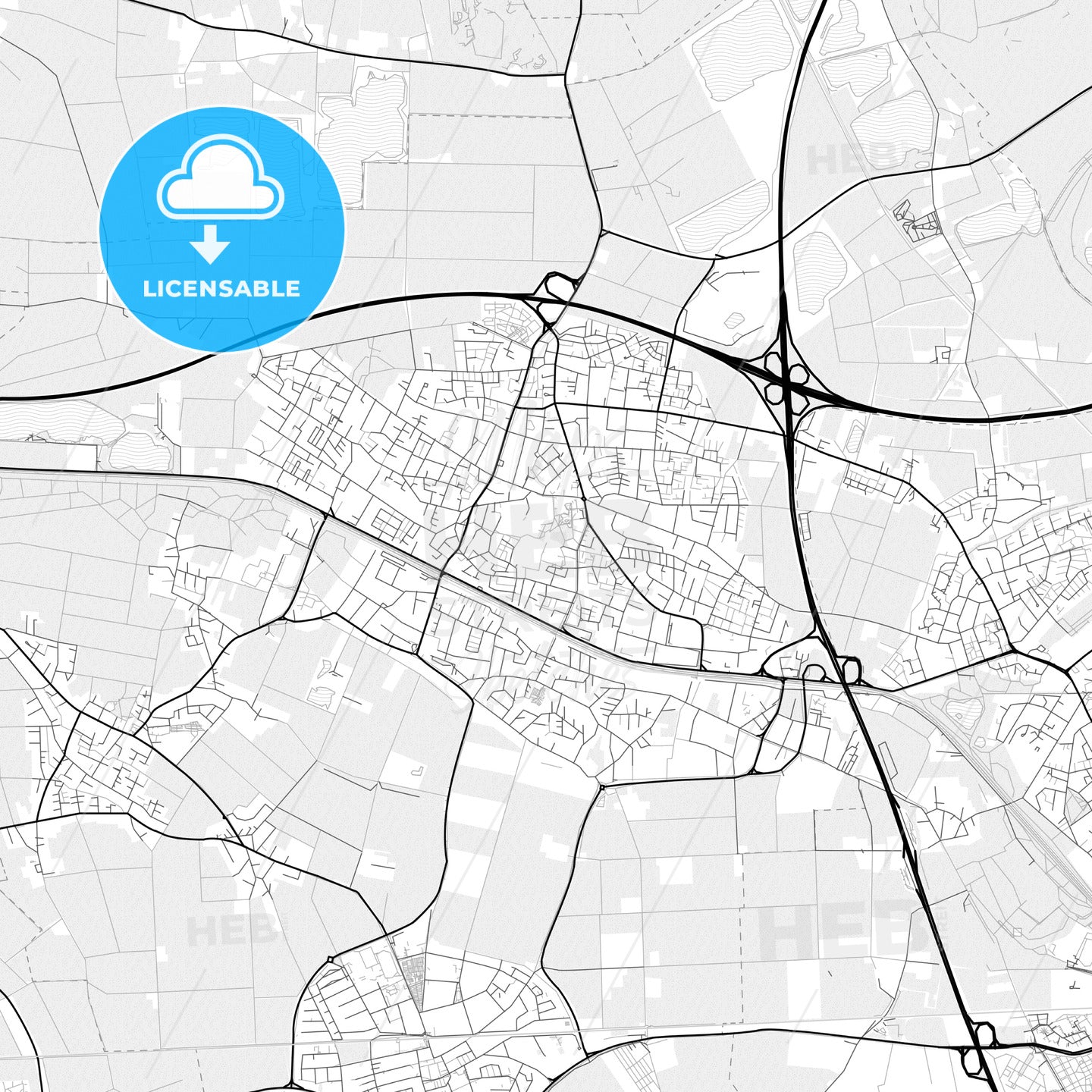 Vector PDF map of Kaarst, Germany