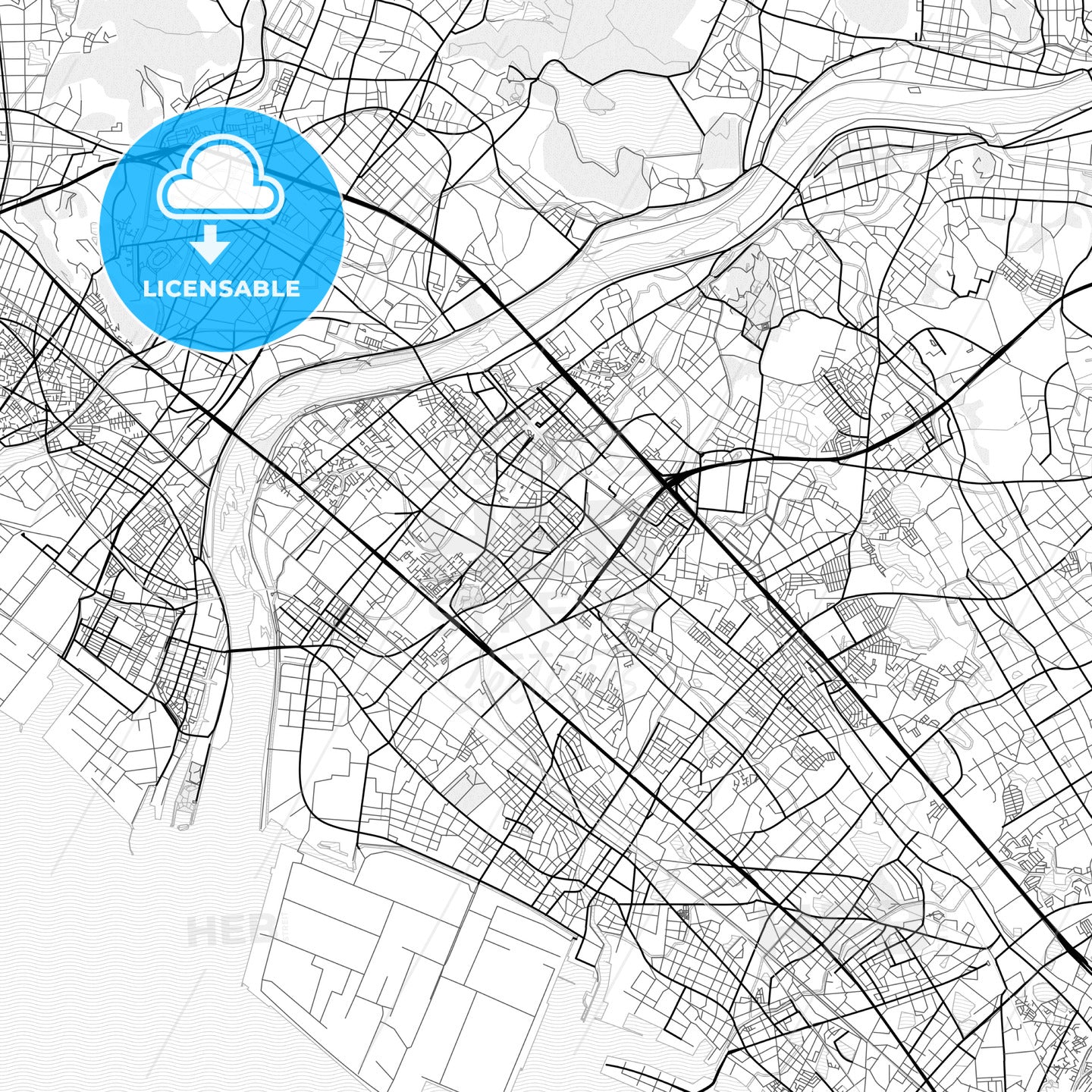 Vector PDF map of Kakogawa, Japan