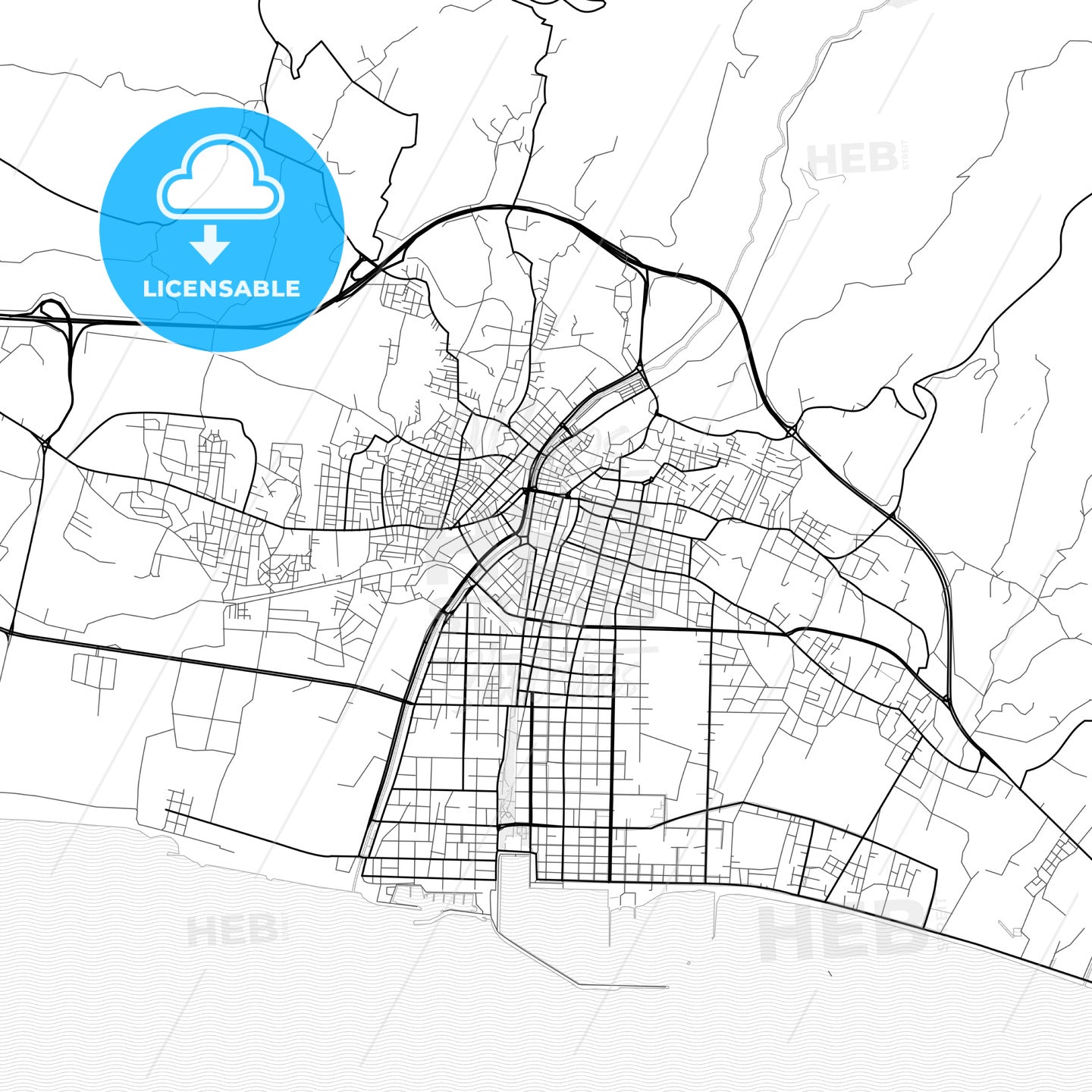 Vector PDF map of Kalamata, Greece