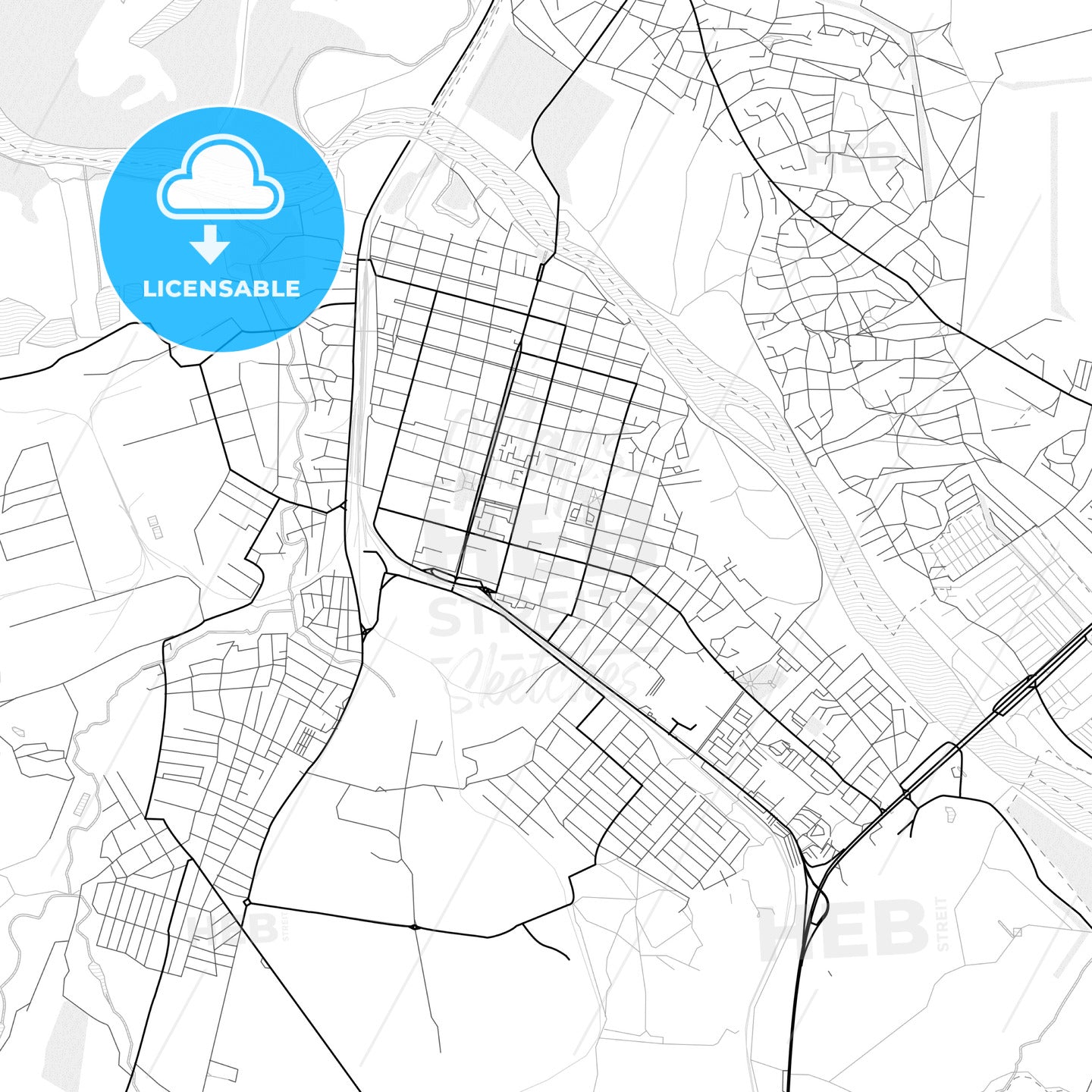 Vector PDF map of Kamensk-Shakhtinsky, Russia