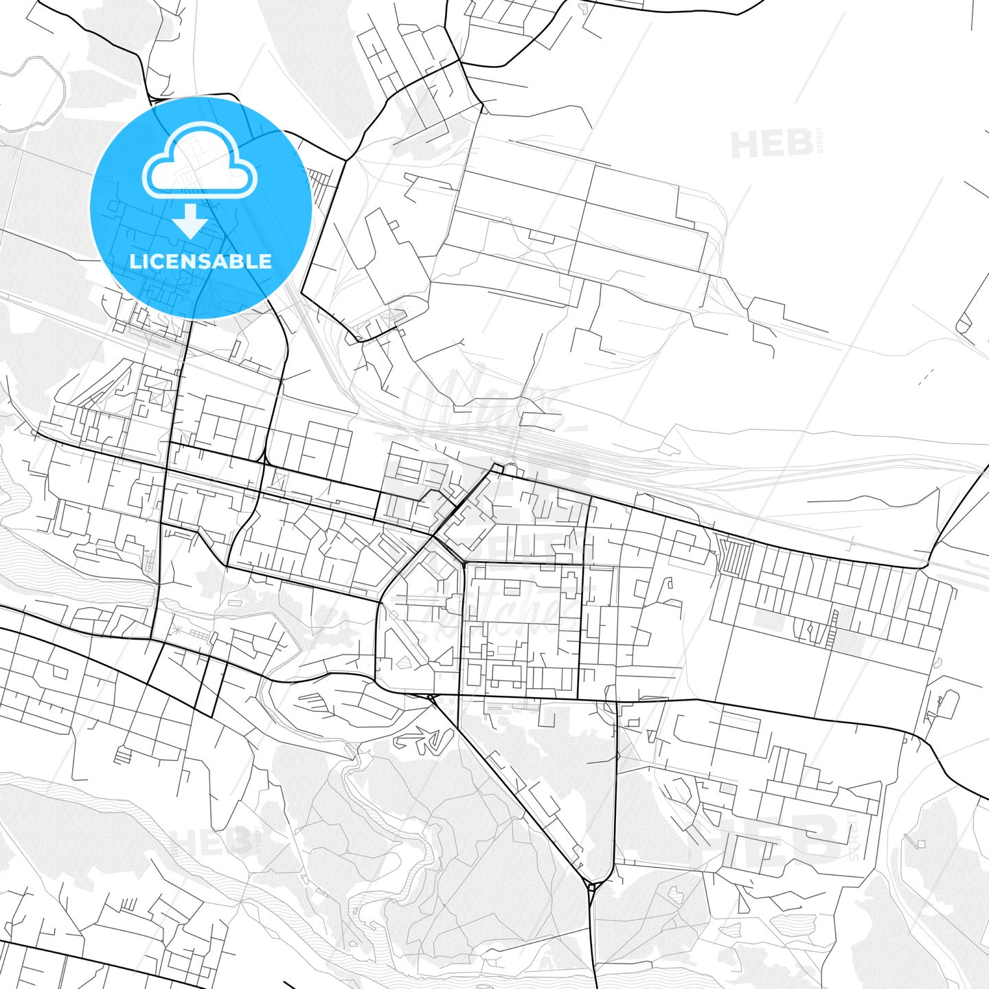 Vector PDF map of Kamensk-Uralsky, Russia