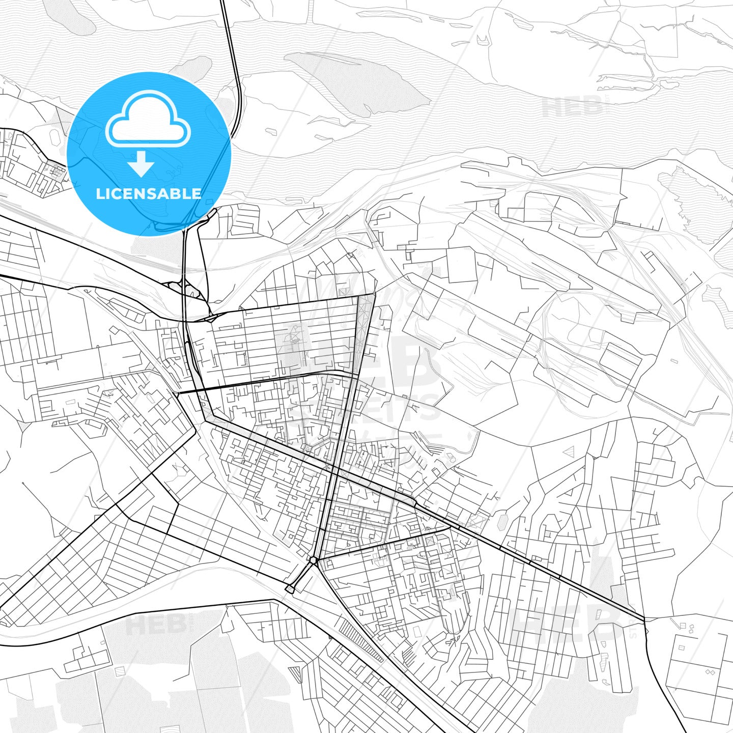 Vector PDF map of Kamianske, Ukraine