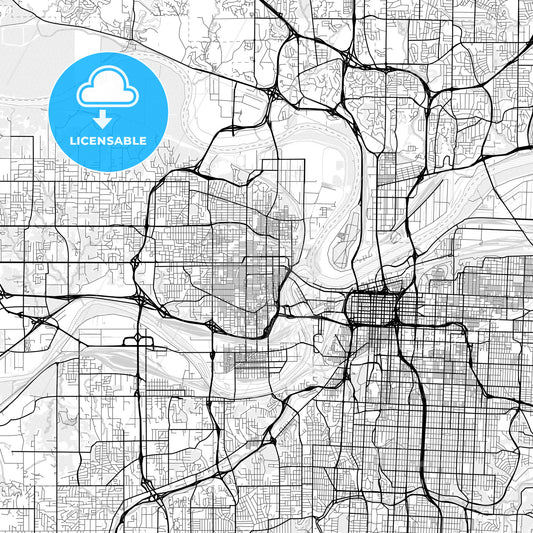 Vector PDF map of Kansas City, Kansas, United States