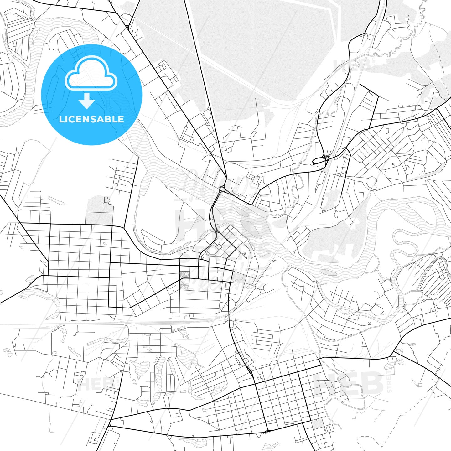 Vector PDF map of Kansk, Russia