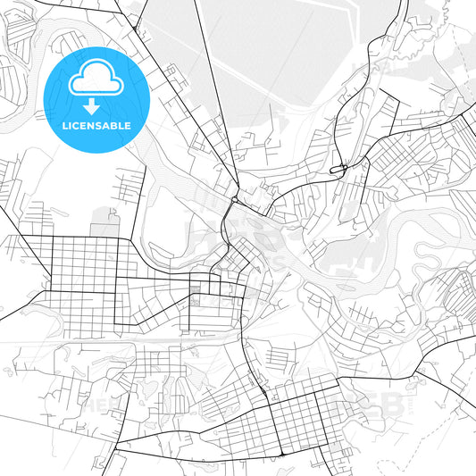 Vector PDF map of Kansk, Russia