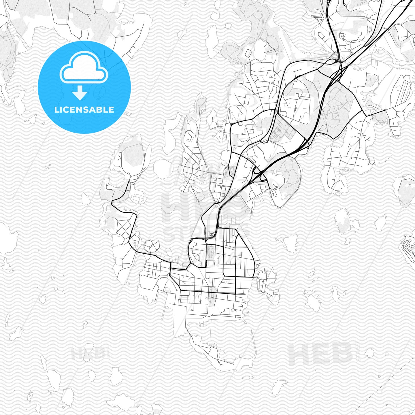 Vector PDF map of Karlskrona, Sweden