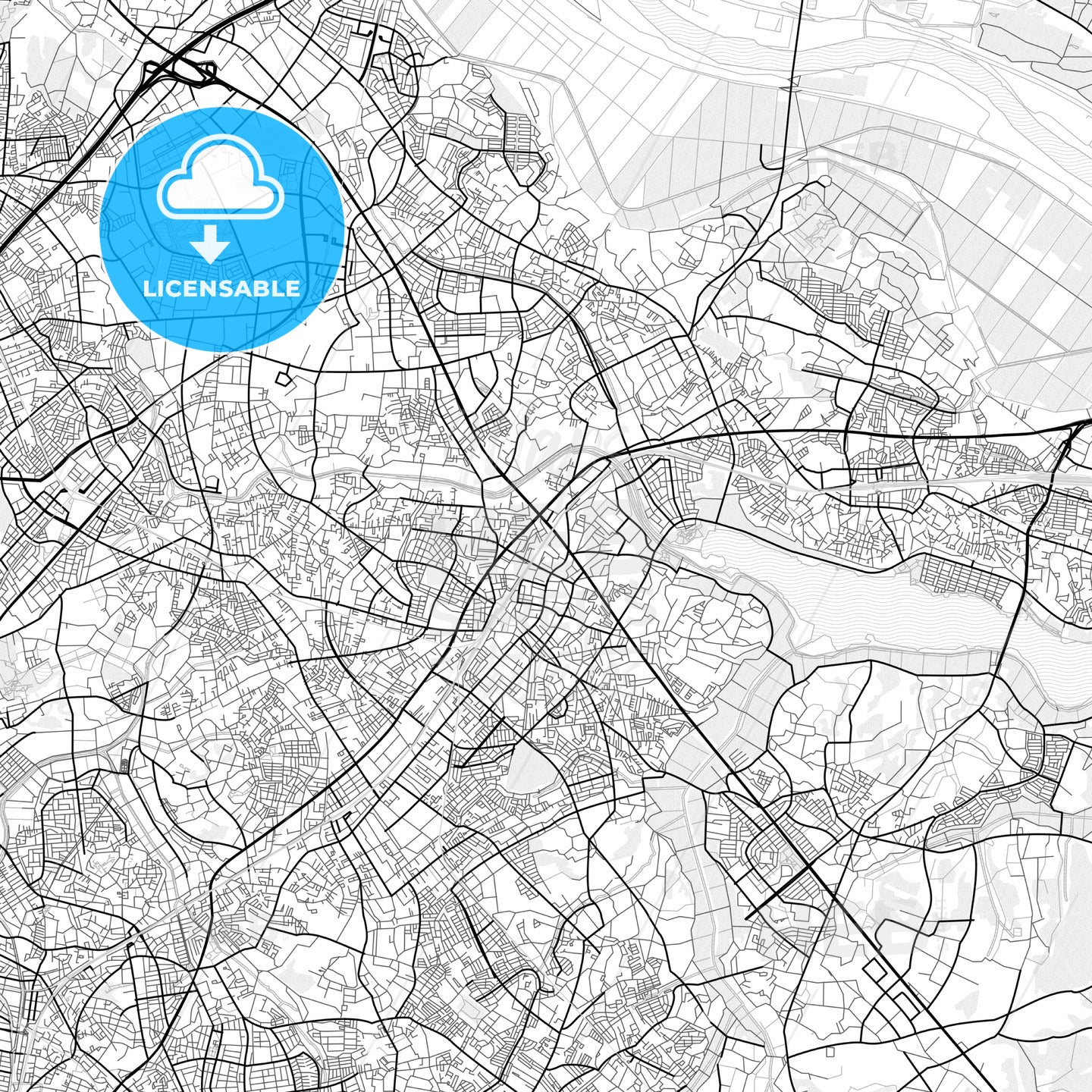 Vector PDF map of Kashiwa, Japan