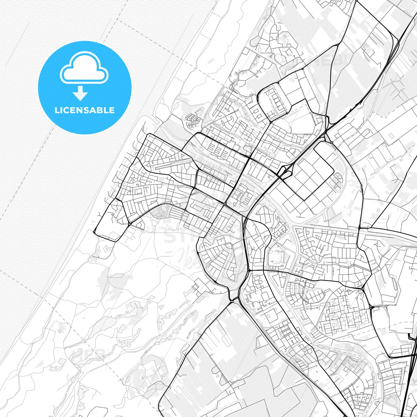 Vector PDF map of Katwijk, Netherlands