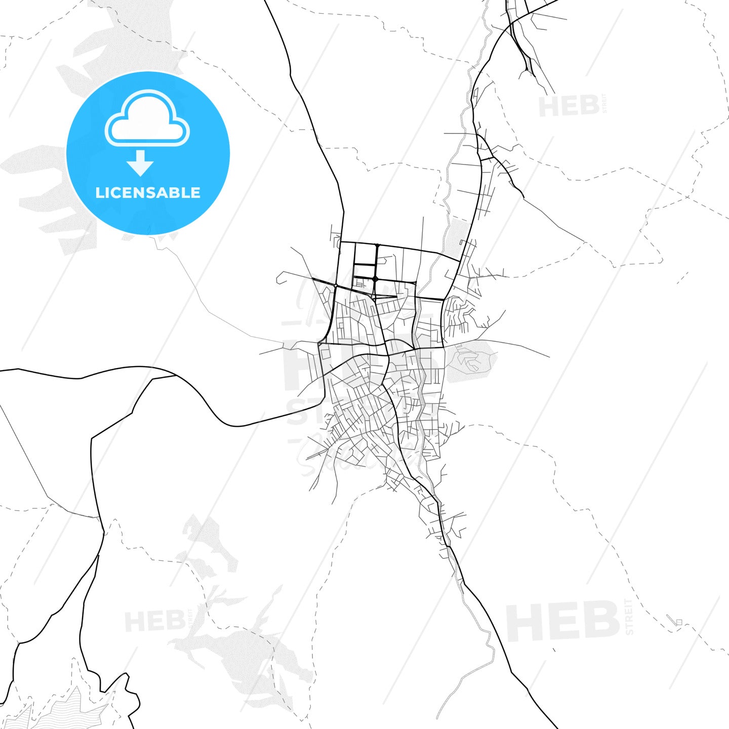 Vector PDF map of Kavadarci, North Macedonia