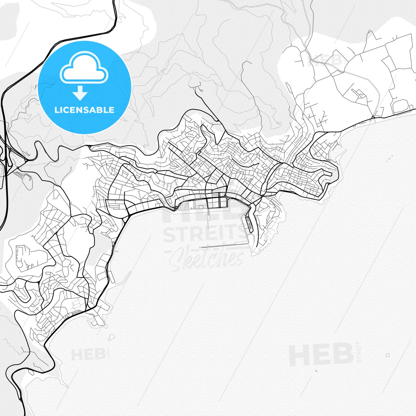Vector PDF map of Kavala, Greece