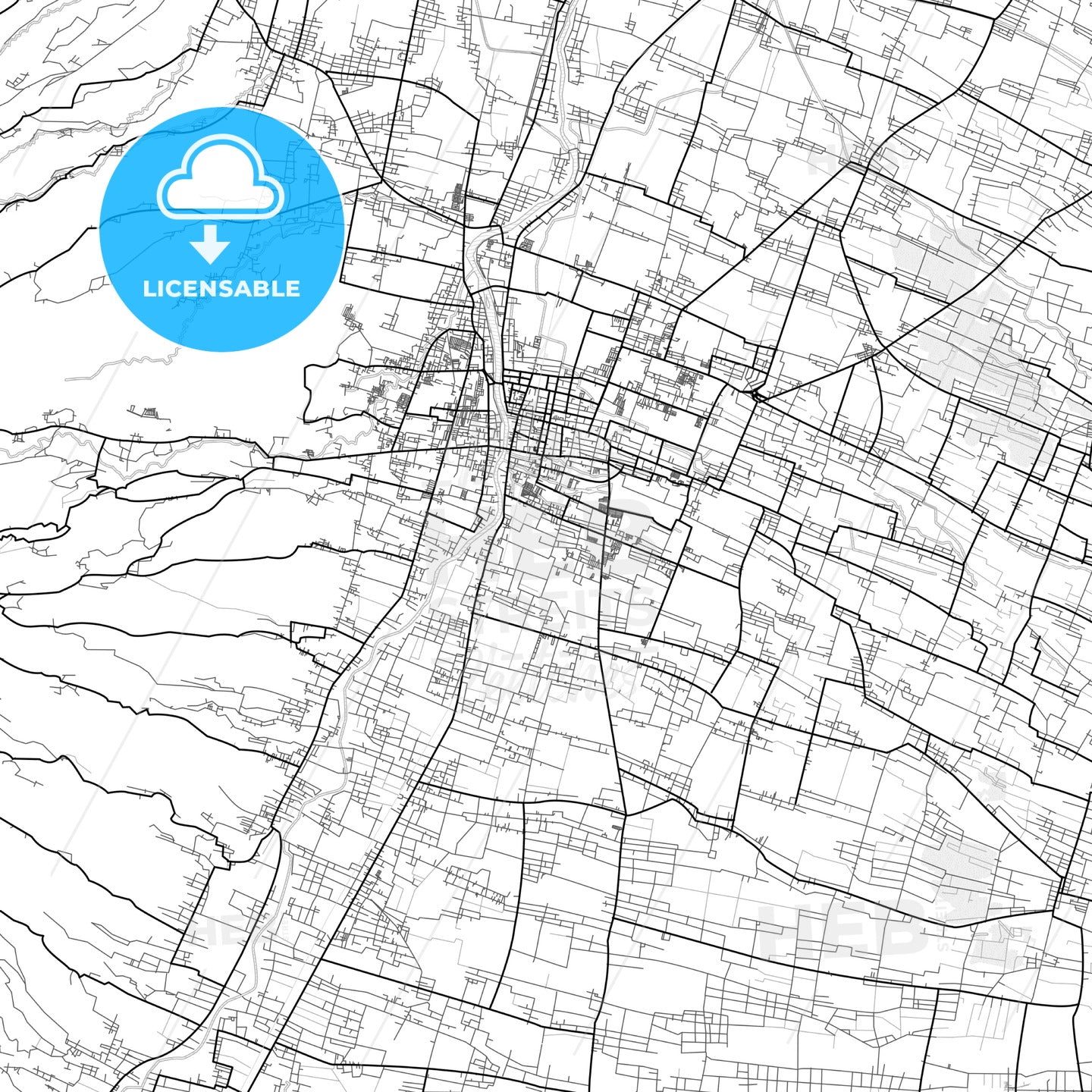 Vector PDF map of Kediri, Indonesia