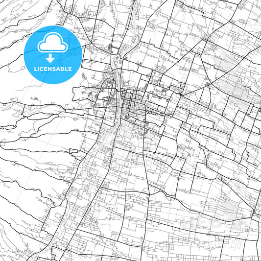 Vector PDF map of Kediri, Indonesia