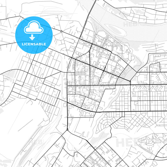 Vector PDF map of Kemerovo, Russia