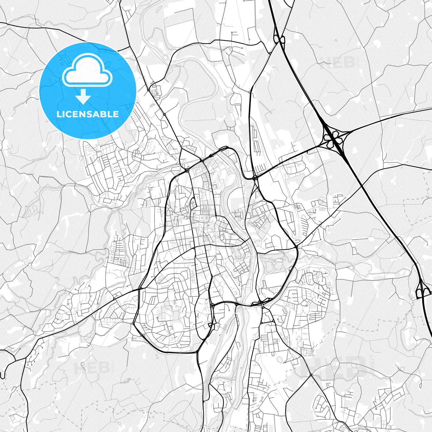 Vector PDF map of Kempten (Allgau), Germany