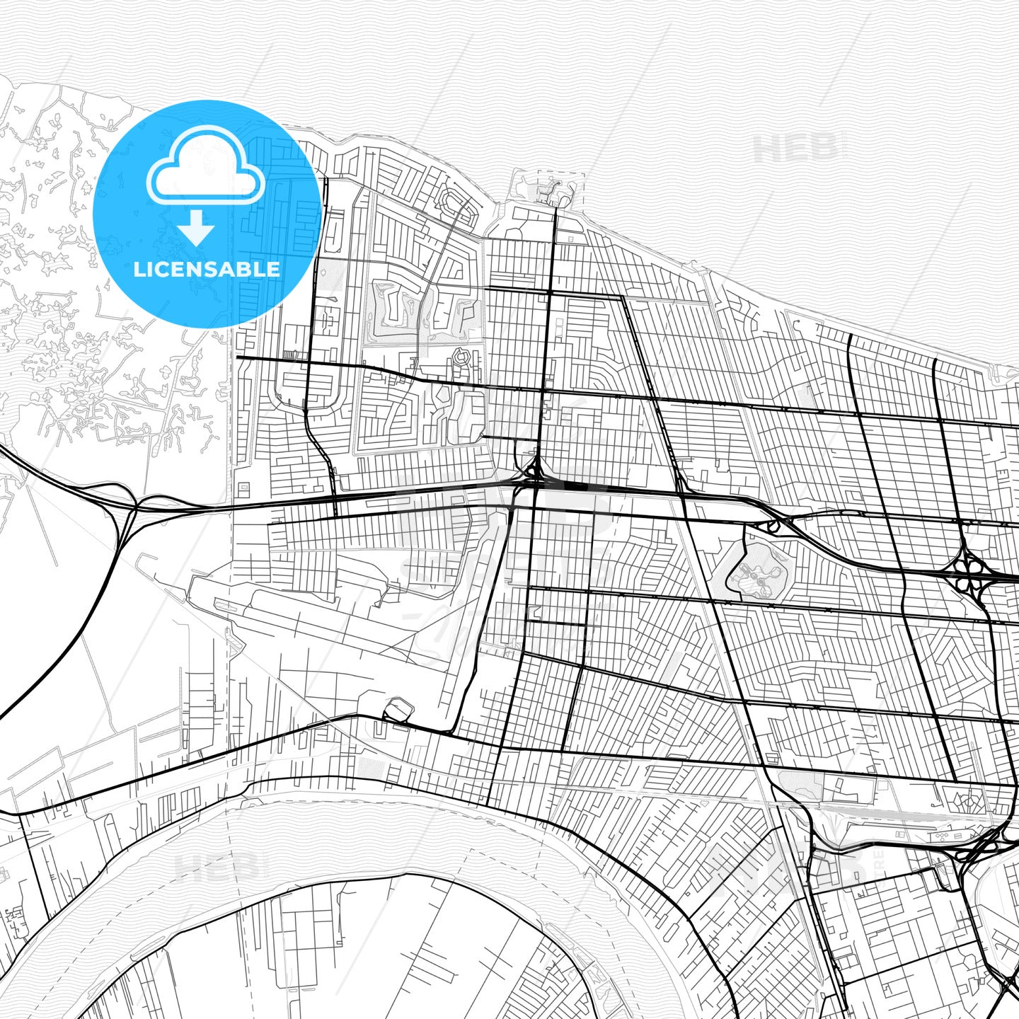 Vector PDF map of Kenner, Louisiana, United States