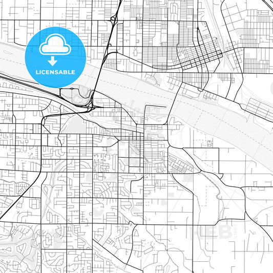 Vector PDF map of Kennewick, Washington, United States