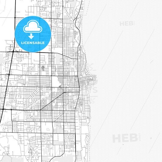 Vector PDF map of Kenosha, Wisconsin, United States