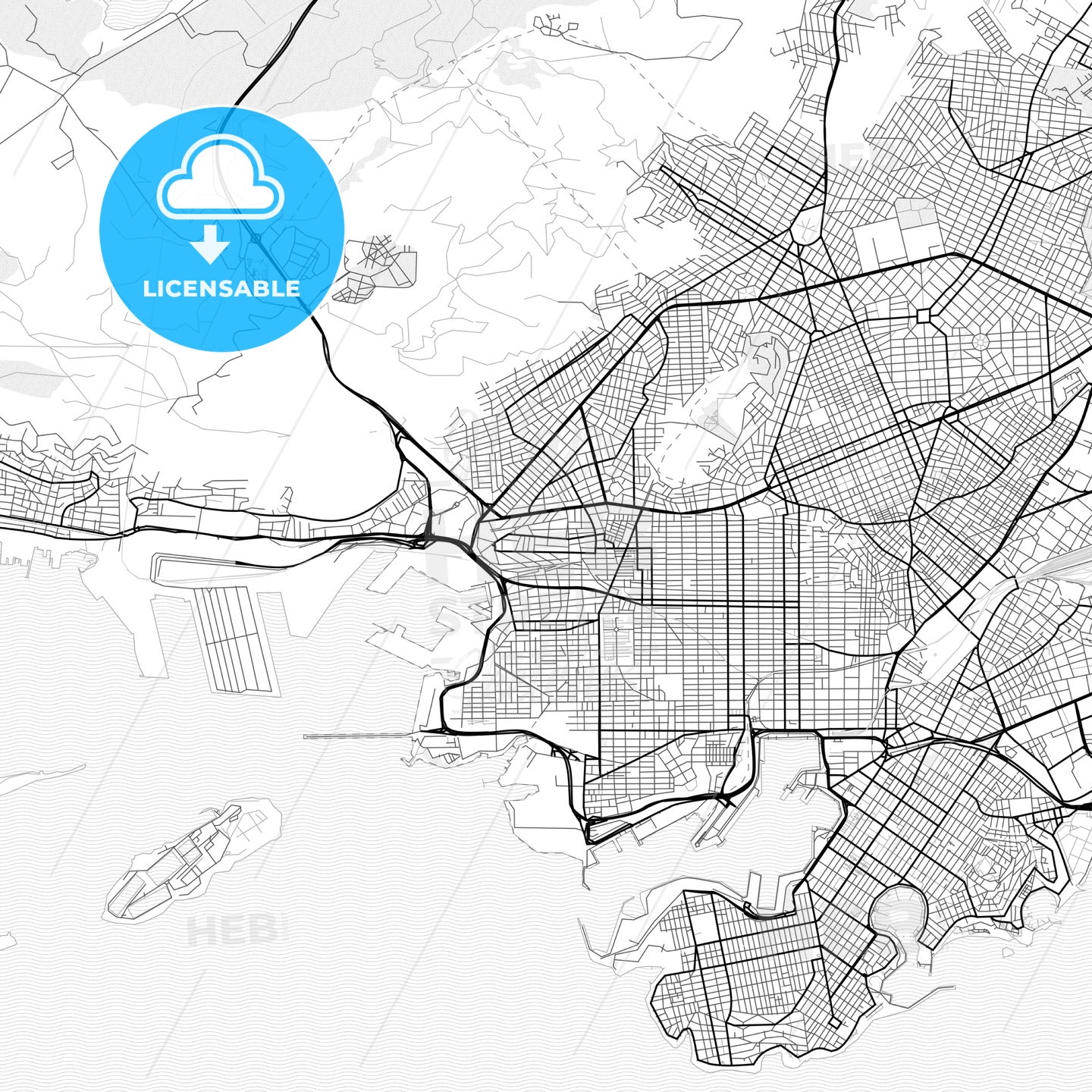 Vector PDF map of Keratsini, Greece