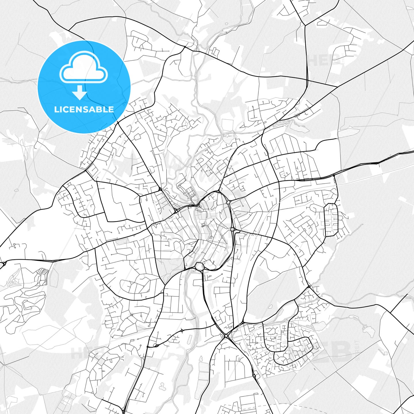 Vector PDF map of Kidderminster, England