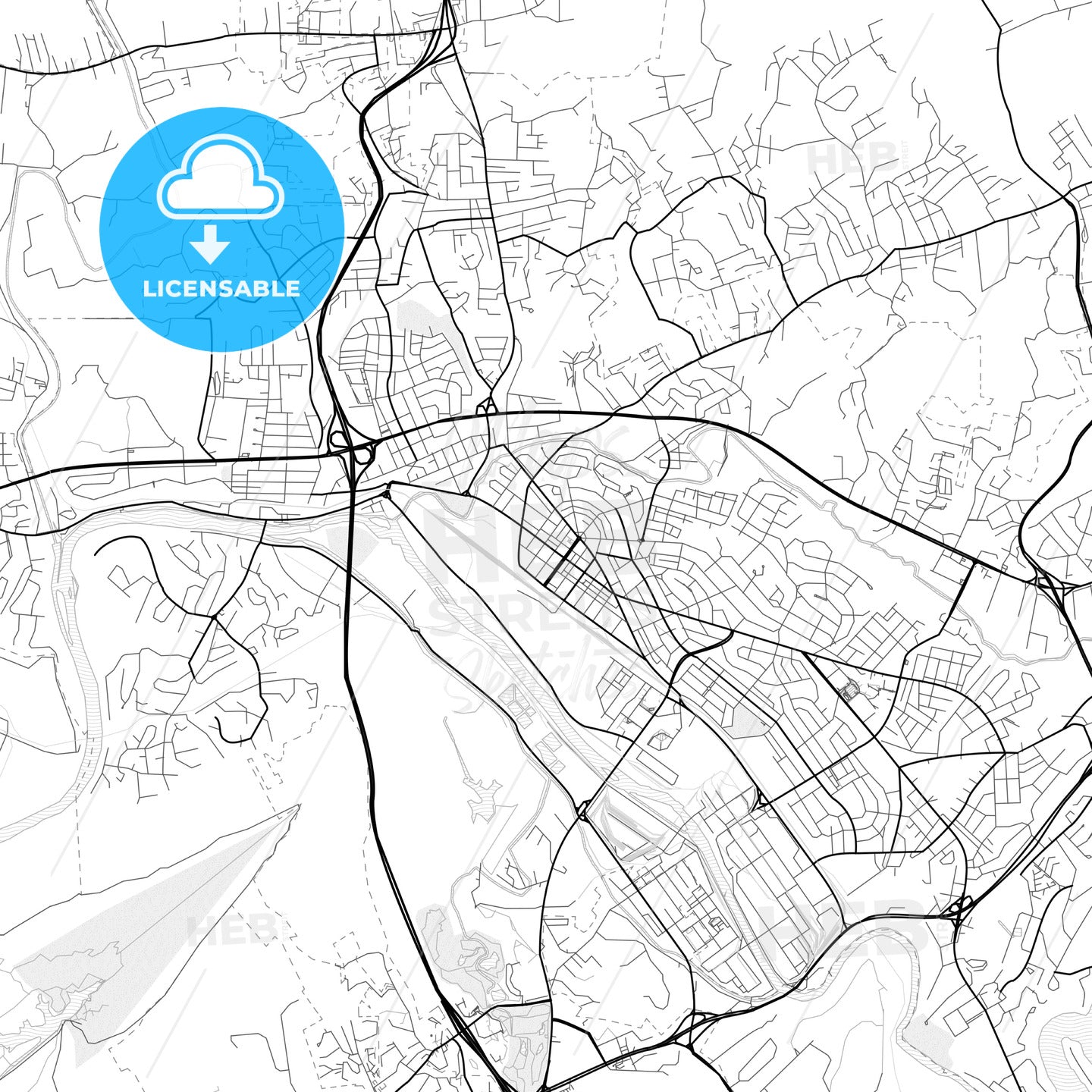 Vector PDF map of Kingsport, Tennessee, United States