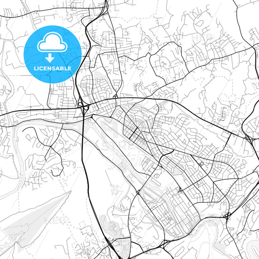 Vector PDF map of Kingsport, Tennessee, United States