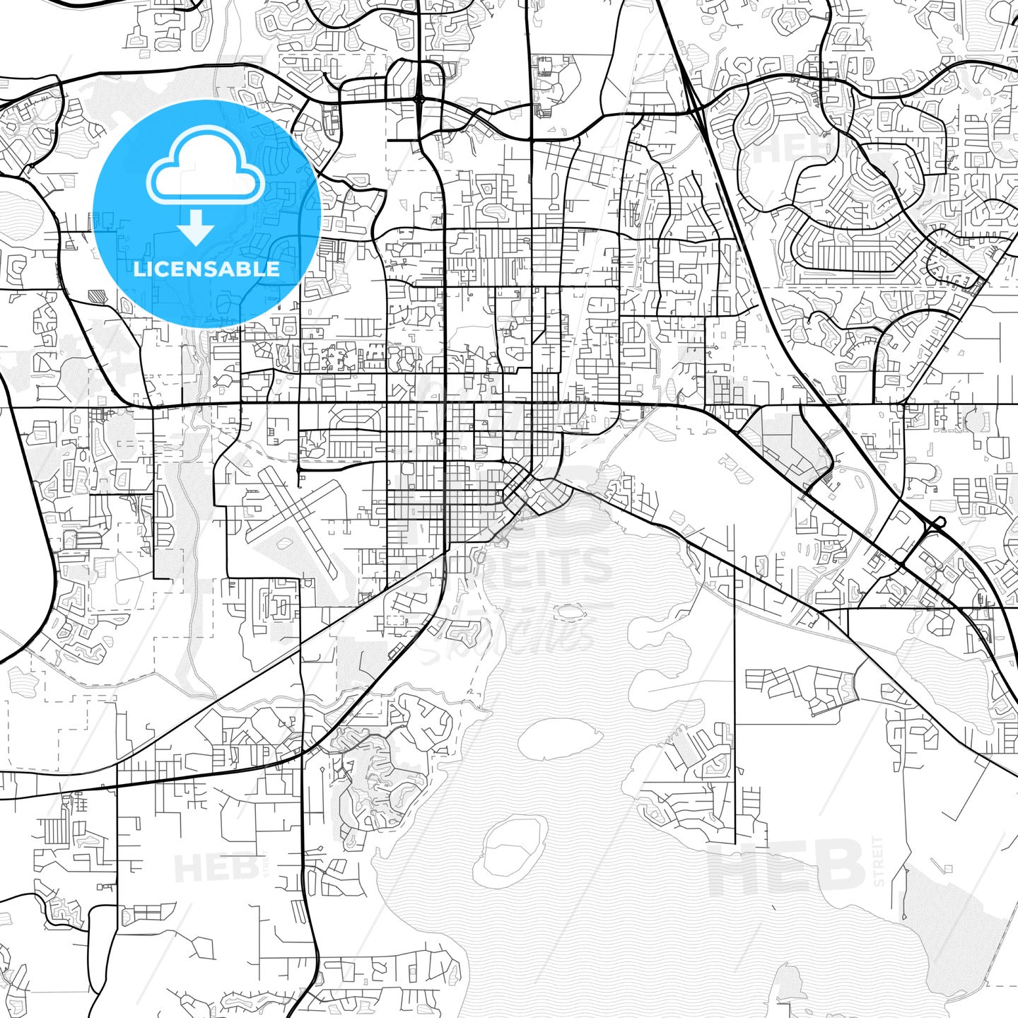 Vector PDF map of Kissimmee, Florida, United States - HEBSTREITS