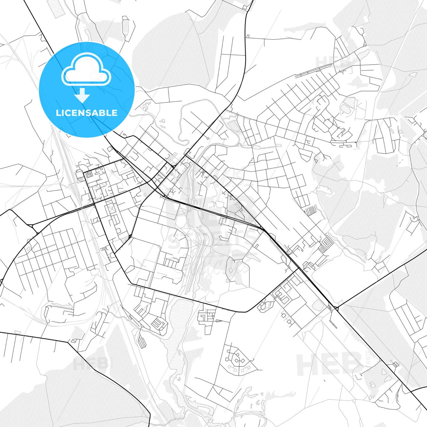 Vector PDF map of Klin, Russia