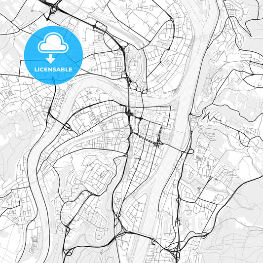 Vector PDF map of Koblenz, Germany