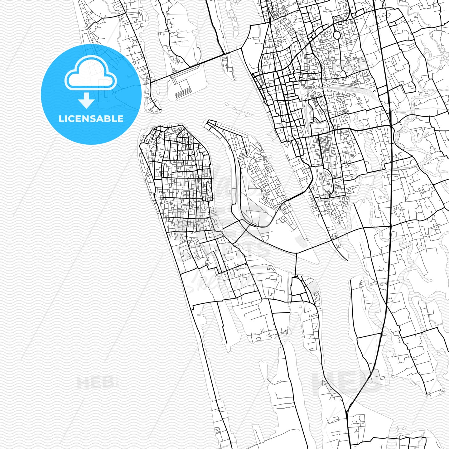Vector PDF map of Kochi, India