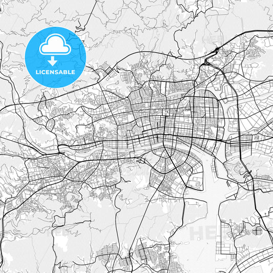 Vector PDF map of Kōchi, Japan