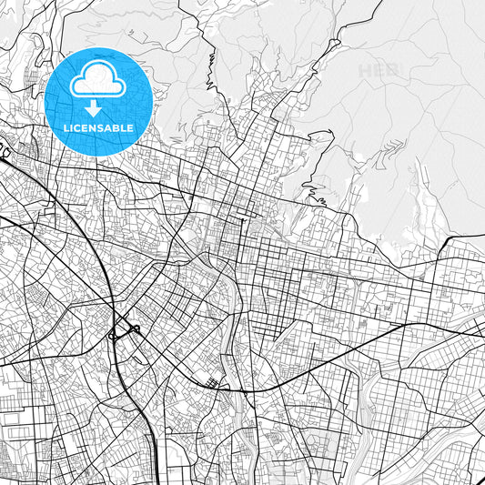 Vector PDF map of Kōfu, Japan