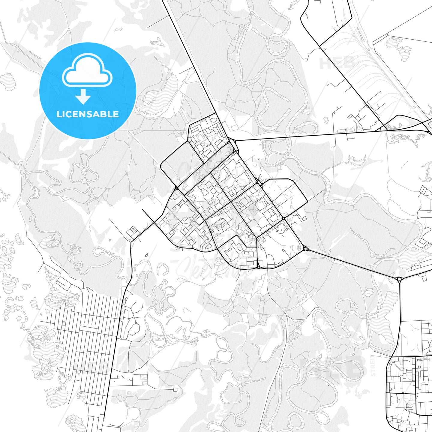 Vector PDF map of Kogalym, Russia