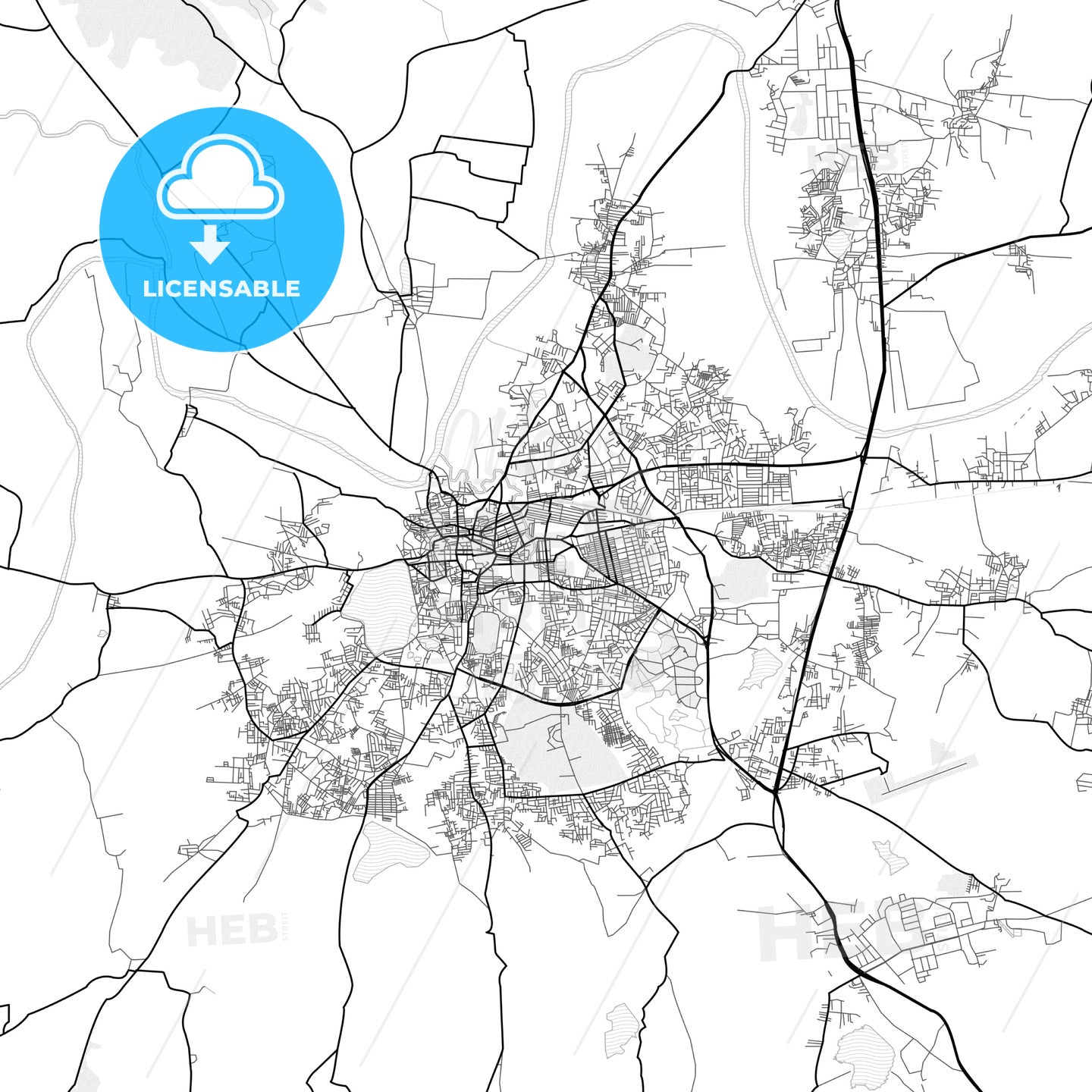 Vector PDF map of Kolhapur, India