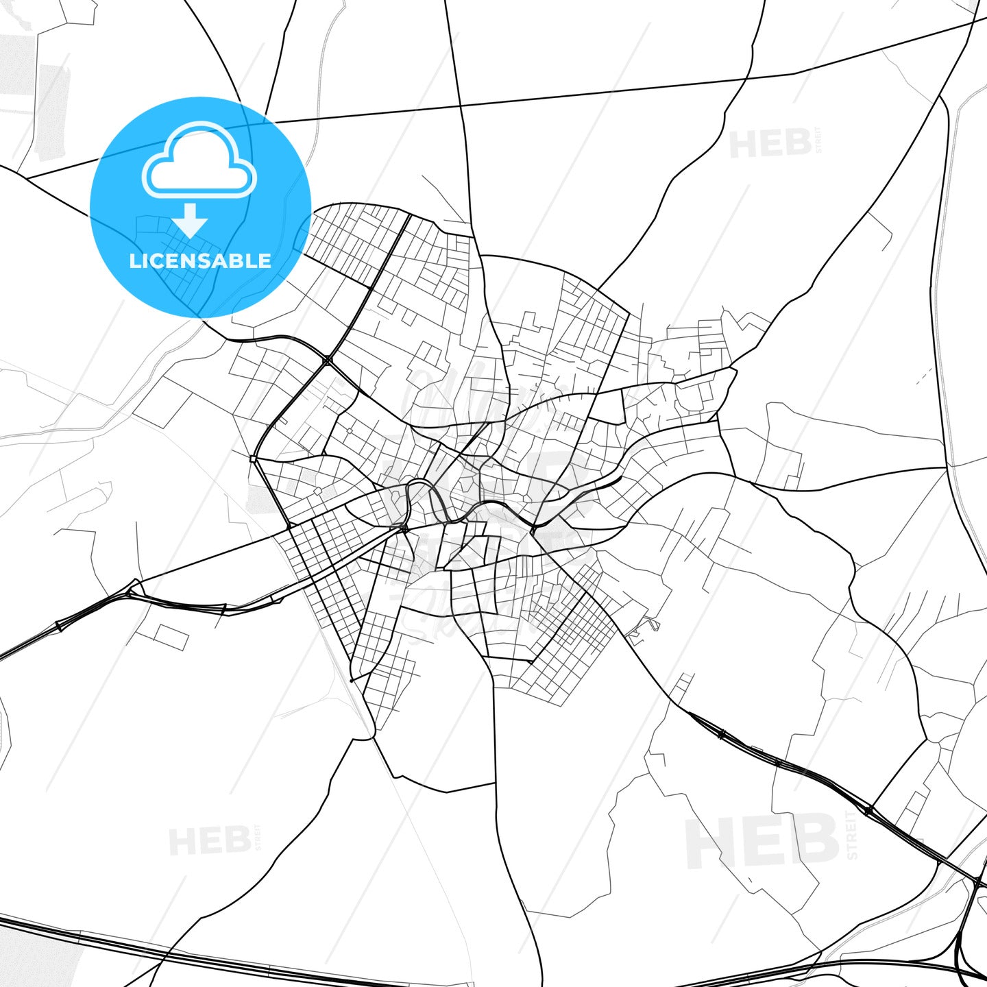 Vector PDF map of Komotini, Greece - HEBSTREITS