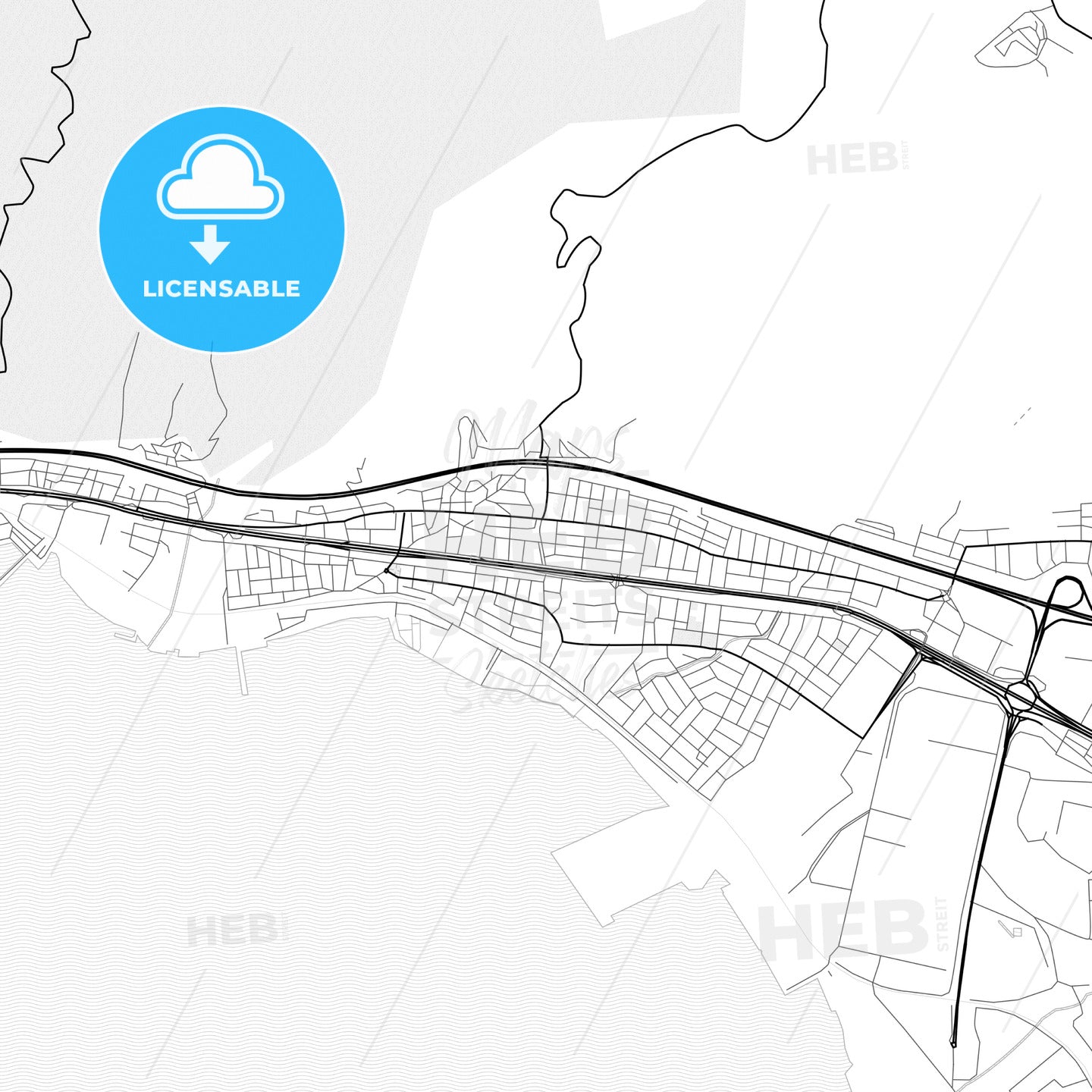 Vector PDF map of Körfez, Turkey