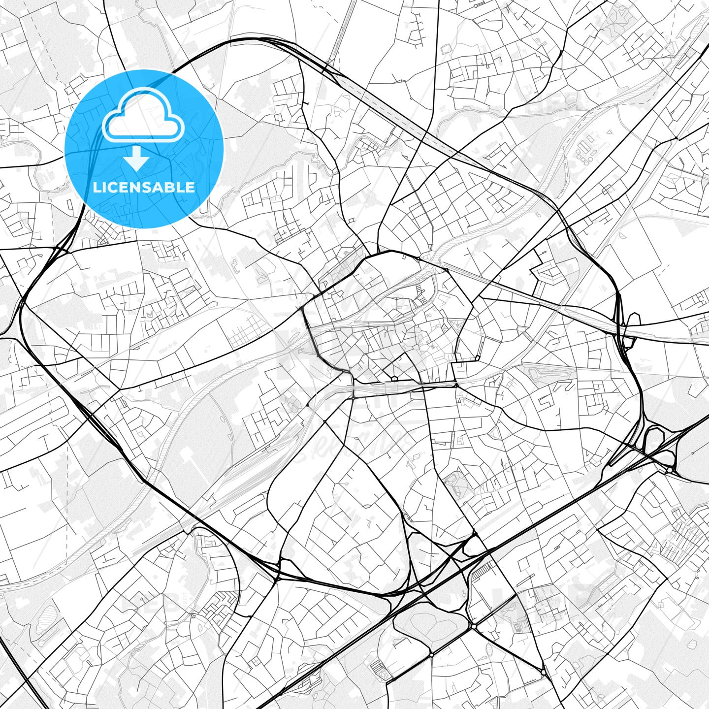 Vector PDF map of Kortrijk, Belgium