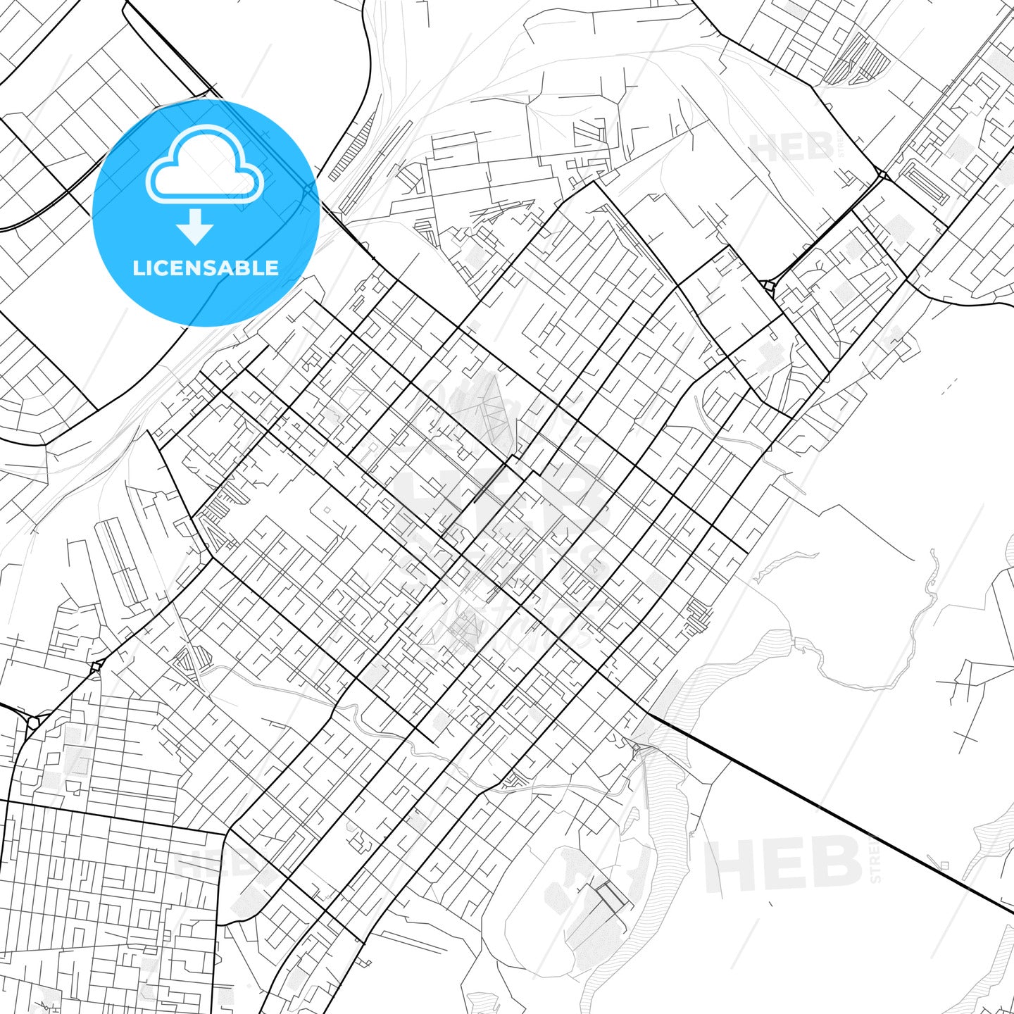 Vector PDF map of Kostanay, Kazakhstan