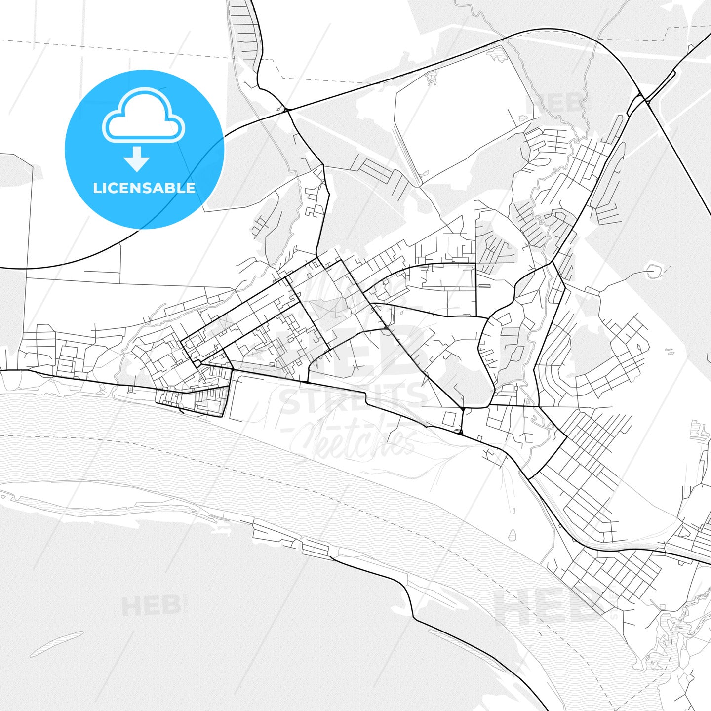 Vector PDF map of Krasnokamsk, Russia