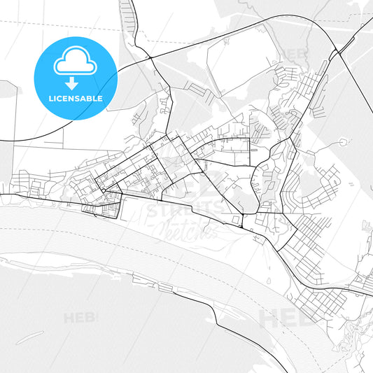 Vector PDF map of Krasnokamsk, Russia