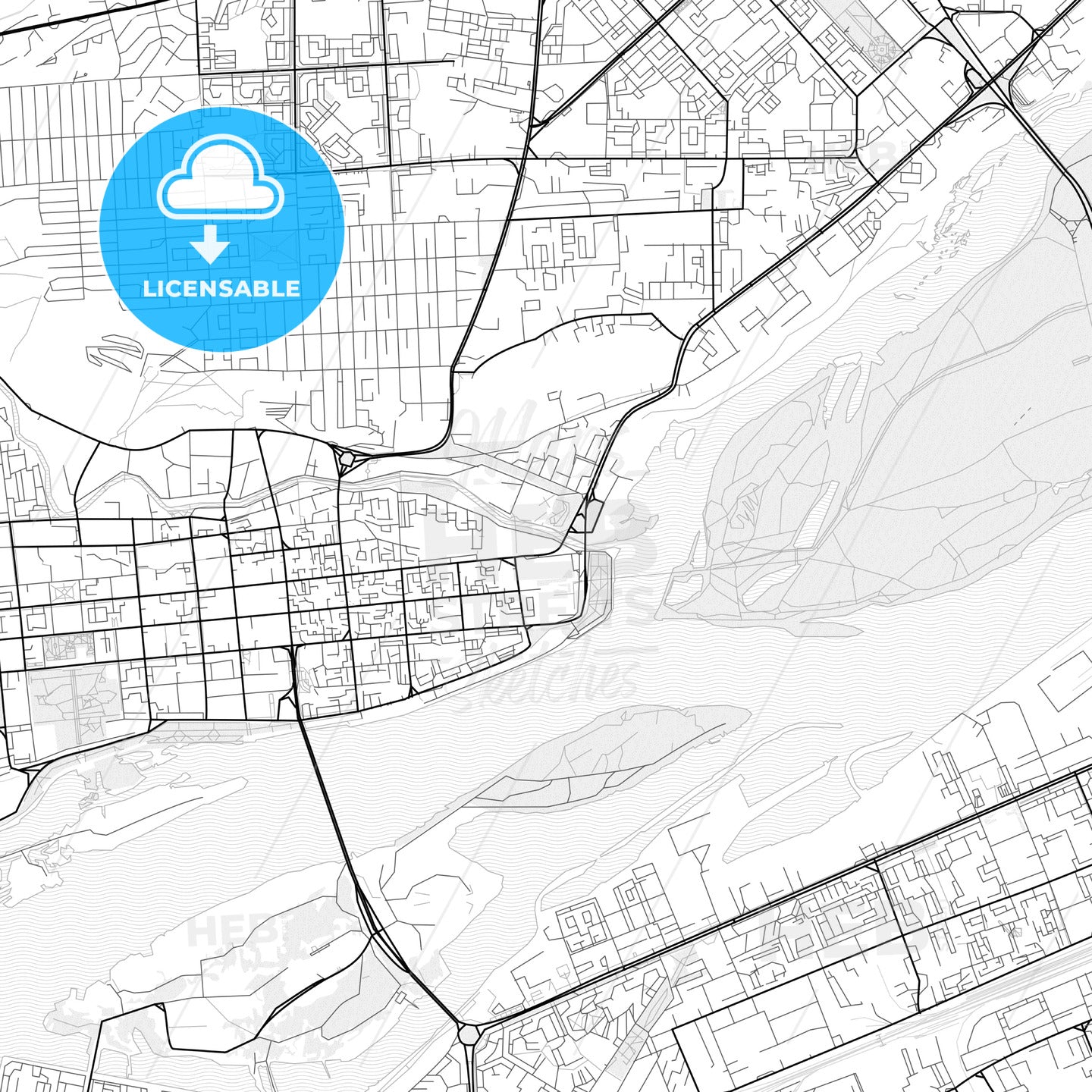 Vector PDF map of Krasnoyarsk, Russia