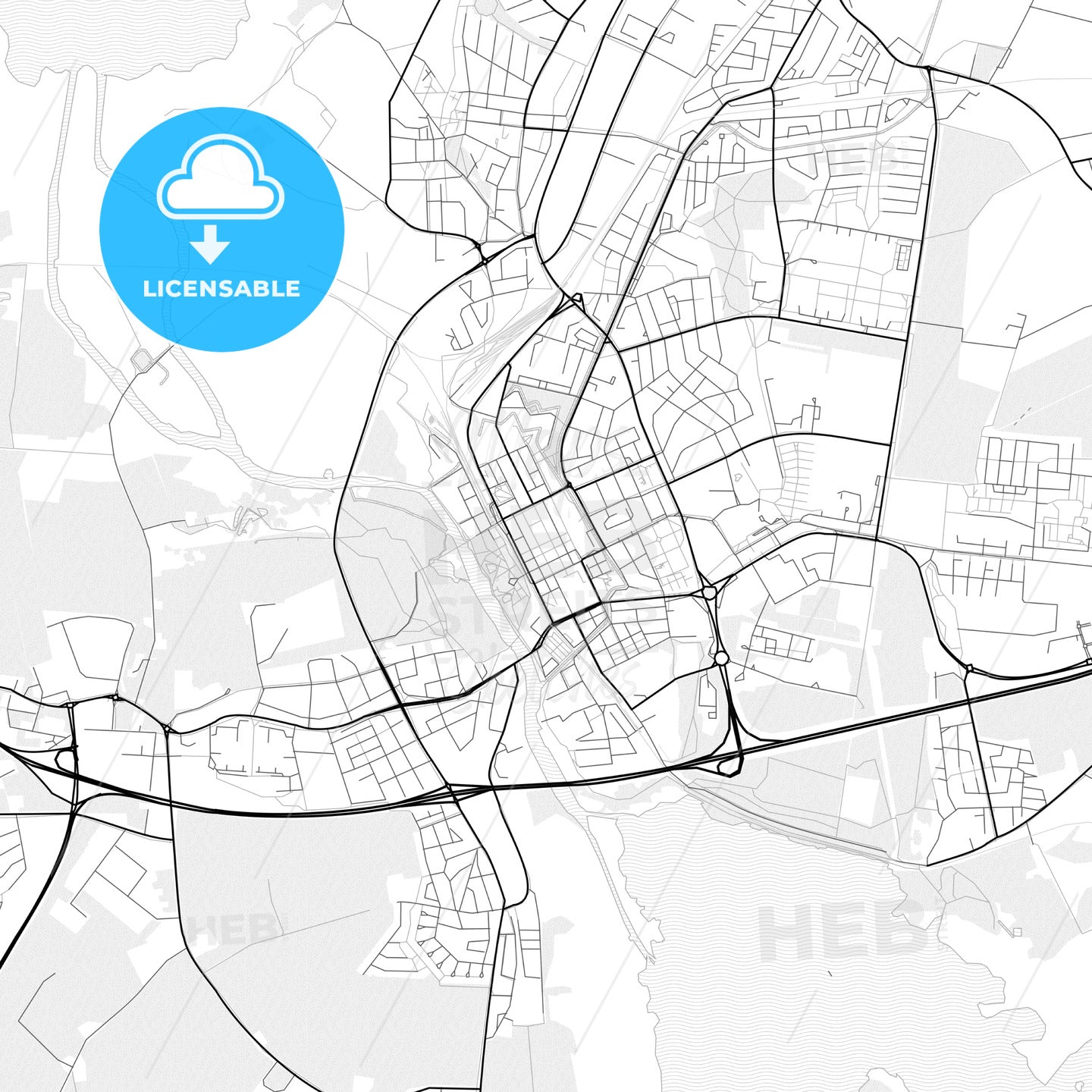 Vector Pdf Map Of Kristianstad, Sweden - Hebstreits