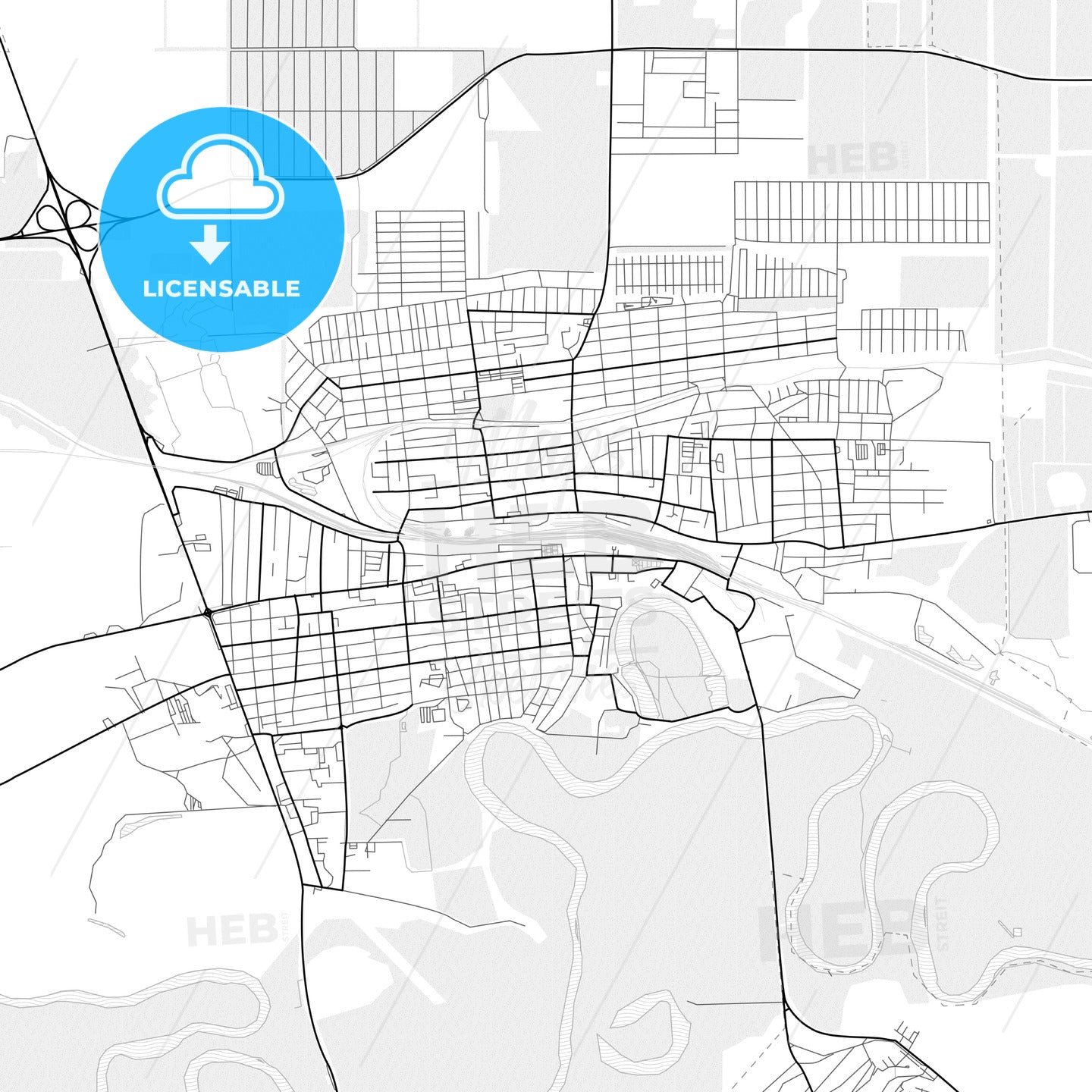 Vector PDF map of Kropotkin, Russia